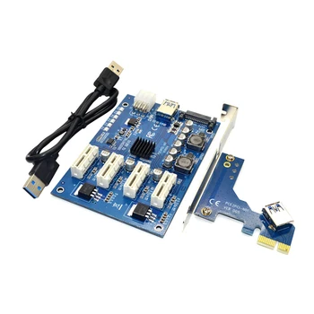 PCIe pentru PCI Express 1 4 Slot Riser Card USB 3.0 M2 unitati solid state 4 Port PCI-e Adaptor de Port Card de Multiplicare pentru BTC Miner