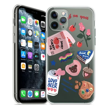 Pentru iPhone 12 Mini Caz X Xs XR SE 2020 SE2 8 7 6s Plus 11 Pro Max Zâmbet Drăguț Curcubeu de Flori Fata de Putere Bomboane Capac transparent