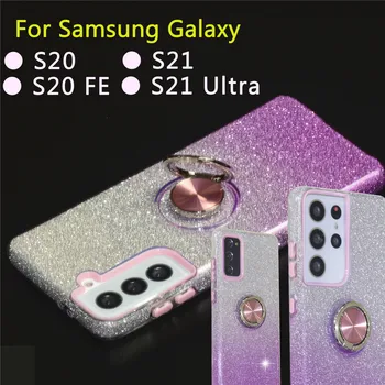 Pentru Samsung s21 Ultra caz s21ultra 5g s20 fe cazuri de telefon acopere bling sclipici femei fata s 20 21 s20fe s21case inel kickstand