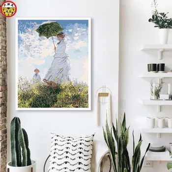 Pictura de numere de artă vopsea de numărul de BRICOLAJ Impresia tablou de Monet soția umbrela femeie