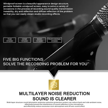 Pliabil Reglabil Absoarbe Sunetul Vocal Înregistrare Panou Portabil De Izolare Acustică Microfon Scut Placa De Sunet-Dovada