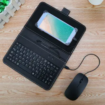 Portabil de Tip C cu Fir Gaming Keyboard Mouse-ul Combo-uri de Tip Set-C Keybord Gamer Kit cu Piele Cove pentru Telefoane Mobile