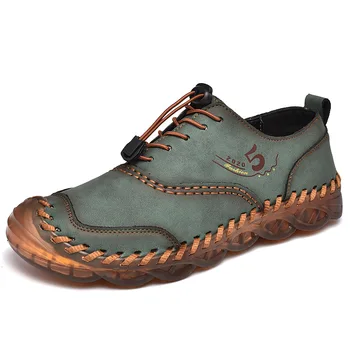 Primăvara și vara noi de pantofi pentru bărbați dantela-up casual în aer liber pantofi de piele de vacă din piele pentru bărbați moale cu talpi de pantofi mocasin shoesghj7