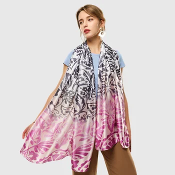 Primăvară Moale Eșarfă de Mătase pentru Femei Gradient Fluture Mare Șal de Călătorie Folie de Foulard Print [3375]