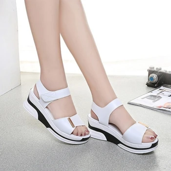 Pu Piele Femei Sandale Pantofi Platforma Doamnelor Pantofi Sport Albi Sandale Pantofi 2021 Vara Sandale De Moda Cu Toc De Încălțăminte