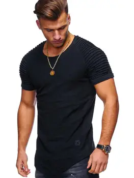 Q11316-Scurt cu mâneci lungi tricou bărbați vară de moda pentru bărbați t-shirt pierde jumătate maneca