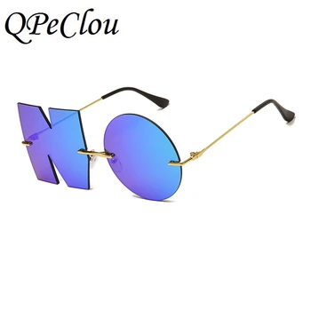 QPeClou 2020 Noua Moda NICI o Scrisoare de ochelari de Soare pentru Femei Vintage Colorate Oglindă Ochelari de Soare Barbati Metal fără ramă Nuante de sex Feminin Oculos