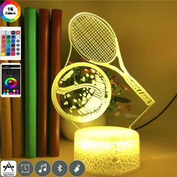 Racheta de tenis Lumina de Noapte 3d Led Masă Lampă Suveniruri pentru Sportivi Fanii Cadou Decor Camera Veioza Bluetooth Speaker