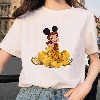 Rece Streetwear Femeie T-shirt Pocahontas Mickey Ureche Pălărie de Imprimare Harajuku Girls Vara din Bumbac Tricou Femei Topuri