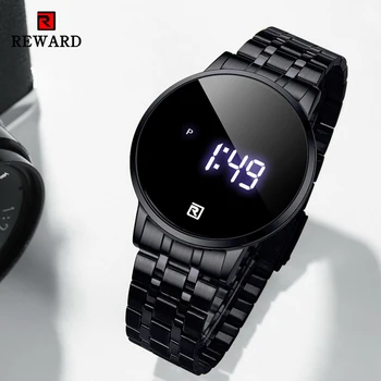 RECOMPENSA 2021 Bărbați Ceasuri de Lux de Top de Brand de Moda Touch LED-uri Digitale Ceas Barbati Aur Bandă de Oțel 3ATWaterproof Ceas de mână
