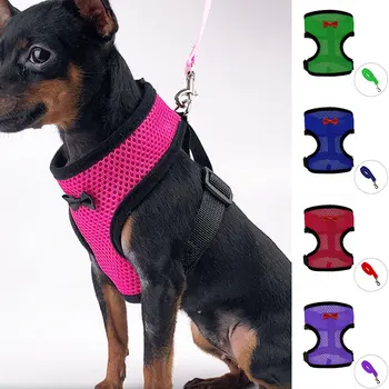 Reglabil Pet Control Cablaj Guler De Siguranță Curea Mesh Vest Câini Catelus Pisici De Bună Calitate Drăguț Piept Benzi Respirabil Bowknot