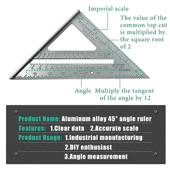 Regula Triunghiului De 90 De Grade Îngroșarea Unghi De Regulă Aliaj De Aluminiu Tâmplar De Măsurare Pătrat Conducător Layout Instrumentul De Măsurare Instrumentul De