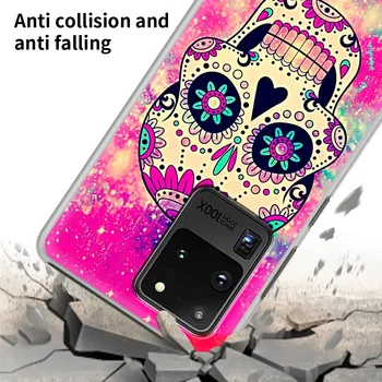 Retro Craniu Flori de Telefon Barei de protecție Caz Pentru Samsung Galaxy S21 Ultra S20 FE 5G S10e S10 S9 S8 Plus Hard Shell Acoperire Coque Fundas