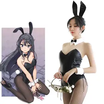 Seishun Buta Yarou wa Fata Bunny Senpai nu Yume wo Minai Cosplay Costum de Halloween pentru Fete Sexy Iepuras Drăguț Faux din Piele de Iepure