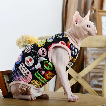 Sfinxul Pisica fara par Haine Scurte-cu picioare de Imprimare T-shirt Devin Konis Vara Primavara Toamna Lumina Vesta
