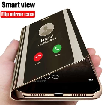 Smart Mirror Caz Flip Pentru OPPO Realme 7 5i 6i 7i X7 X50 C11 C15 C12 C17 din Piele Carte de Telefon Acoperă Pentru Realme 5 6 7 Pro Cazuri