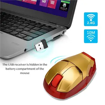 Soareci Wireless Iron Man Mouse-ul Mouse-uri de Calculator Butonul de Silent faceți Clic pe 800/1200/1600/2400 DPI USB Reglabil Șoareci Optice Pentru Calculator