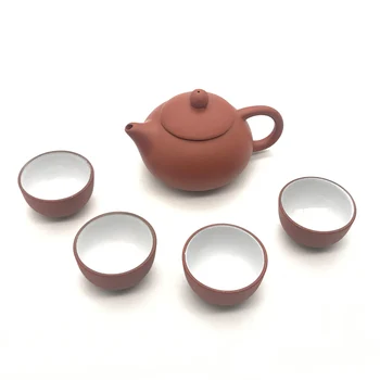 Soffe Violet Nisip Ceramice Chinezesc Kung Fu Ceainic Set Cu 4 Mini Cupa Si 1 Vas Potrivit Pentru Biroul De Acasă Set De Ceai Drinkware