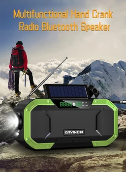 Solar Manivela Radio în aer liber Multi-funcția de Urgență Radio Difuzor Bluetooth Power Bank 5000mAh Incarcatorul Flash de Lumină