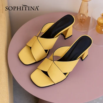 SOPHITINA Sandale Casual Femei Moda Concis Toc Patrat Manual Solid Stil Occidental Pantofi de Înaltă Calitate Doamnelor Sandale SO468