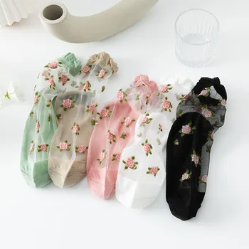 SP&CITY Vintage Ciorapi Femei Japoneze Ciorapi Cu imprimeu Floral Pahar de Mătase pentru Femei Transparent Șosete Pentru Lolita Fată Accesorii