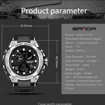Sport Bărbați Ceas Brand de Top de Lux Militare Cuarț Ceasuri Electronice Electronice Impermeabil Ceasuri relogio masculino SANDA