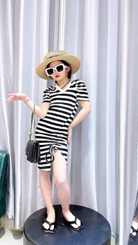 Stil Coreean Cu Mini Rochie De Fete Pentru Copii Haine Pentru Copii De Vară Puff Maneca Cu Dungi Vestidos Cordon De Streetwear Copilul De La 4 La 14 Ani