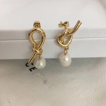 Stil European și American noduri asimetrice stud perla cercei