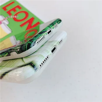 Suprafață netedă, Plante Verzi, Flori de Epocă Telefon Caz Pentru iPhone 11 12 pro X XR XS Max SE 2020 7 8 Pro Plus Moale IMD Capacul din Spate
