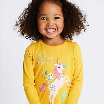 Sărituri de metri Desene animate cu Maneca Lunga T-Shirt Pentru Fete Bluze pentru Copii Unicorn Tricouri Adolescente Tricou Fete Toamna Îmbrăcăminte de Primăvară
