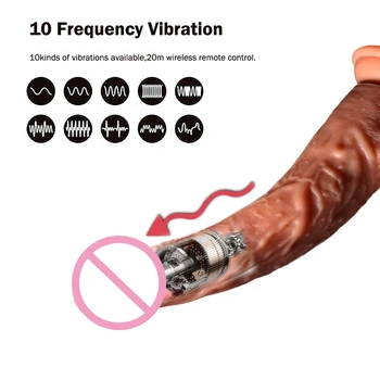 Telescopic Vibrator Încălzire Vibrator Mare pentru Femei Vibrator Realistic Dildo Penis ventuza Erotic Lesbiene Adult Sex Produs