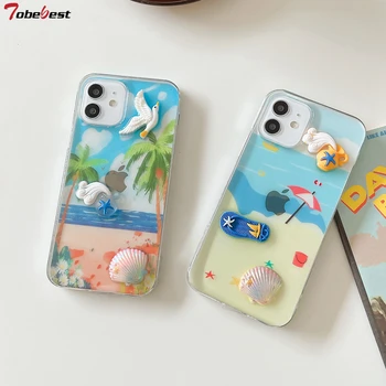 Tobe Vara Ocean Serie Epoxidice Cazuri de Telefon pentru Huawei P40 P30 P20 Pro P40pro P40lite 5G Sclipici Moale Capac transparent