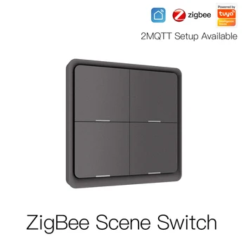 Tuya ZigBee 4Gang Wireless 12Scene Comutator Buton Controler Baterie de Automatizare Scenariu Pentru Tuya Dispozitive Smart Home