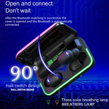 TWS Căști fără Fir 2000mAh Bluetooth V5.1 HiFi Stereo Căști Impermeabil Căști Cu 3 LED-uri de Afișare Sport Căști fără Fir