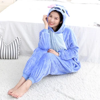 Una Bucata Femei Animale Pijamale Flanel Adult Onesies Unicorn Pijamale Fete Minunate De Iarna Sleepwear Coase Costume Drăguț Pijama