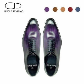 Unchiul Saviano Oxford din Piele Albastru Mirele Designer Rochie Manual Mai buni Pantofi pentru Barbati Casual de Afaceri Originale