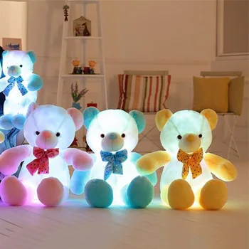 Urs de pluș 50cm de Pluș Umplut cu LED Luminos Ursul Desene animate Toy Creator de Desene animate Drăguț Luminos în Două Culori Papion Urs Papusa