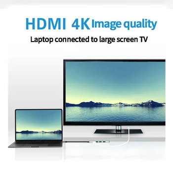USC Tip C Hub pentru HDMI 4K 30HZ 3 USB 3.0 USBC PD Rapid de Încărcare Stație de Andocare din Aliaj de Aluminiu Extinde Hub pentru
