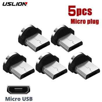USLION 5Pcs Rotație de 360 Magnetice Micro USB Plug Sfaturi Pentru Telefonul Mobil piesă de schimb Durabil Convertor Cablu de Încărcare Adaptor