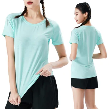 Vara pentru Femei T-Shirt Yoga Tricou Maneca Scurta Tricou Sport Execută Rapid de Uscare de Haine de Sport Respirabil Fitness Femei T-Shirt