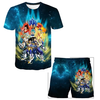 Vara Set pentru Copii Dragon Ball Goku, Vegeta Copilul maneca Scurta 2-bucata Haine Băiat de Îmbrăcăminte pentru Copii Japonia Anime Îmbrăcăminte Băiat