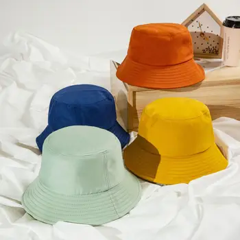 Vara Unisex de Culoare Solidă Pescar Pălărie de sex Feminin Capota Bucket Hat pentru Femei Exterioare de protecție Solară Soare Pălărie Panama Lady Capa Doamna Pac
