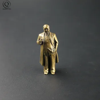 Vintage Brass Mini Deng Xiao Ping Mare Lider Figurine Cheie Lanț Pandantiv Reformă și Deschidere Chineză Decoratiuni Bijuterii