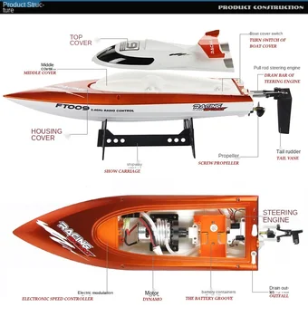 Volanta FT009 răcite cu apă de mare-viteza de control de la distanță cu barca pentru copii de încărcare electrice de jucarie model de barca de control de la distanță cu barca de viteza