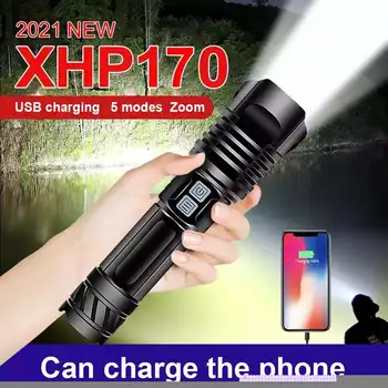 XHP170 Lanterna Led-uri 18650 USB Reîncărcabilă lanterna Led cu Zoom Tactice Flash de Lumină XHP90 Lanternă Mai Puternică Camping Lampă de Mână
