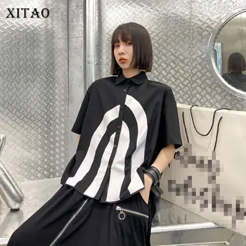 XITAO Dungi Patchwork Rochie de Femei Asimetric Moda Trendy Stil Nou Rândul său, în Jos Guler Singur Pieptul LDD1169