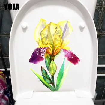 YOJA 17X24CM Galben Flori Acuarelă WC Toaletă Autocolant de pat Cameră de Decorare Perete Decal T1-1799