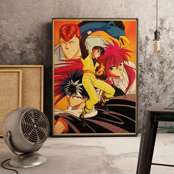 YuYu Hakusho Poster Japonez De Desene Animate Anime Arta Retro Home Decor De Perete De Calitate, Panza Pictura Camera Copii Care Trăiesc Bar Cafenea Imagine