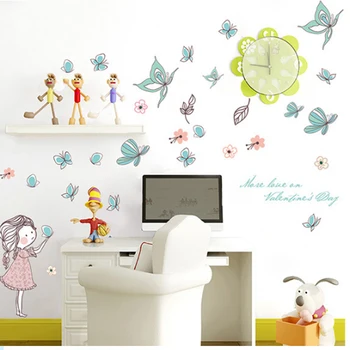 Zbor de fluture autocolante pentru fete Perete, cameră de fete, decor casa, arta murală, autocolante de desene animate, băieți, cameră de fundal
