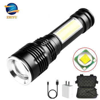 ZHIYU Ultra Bright LED Lanterna cu Curea de Mână USB Reîncărcabilă Lanterna cu Built-in Baterie 18650 Tactice Zoom Lanterna